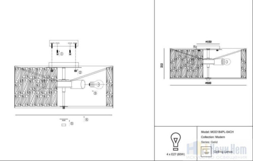 Люстра Maytoni Gelid MOD184PL-04CH, раздел каталога Хрустальные люстры интернет-магазина Ночи Нет