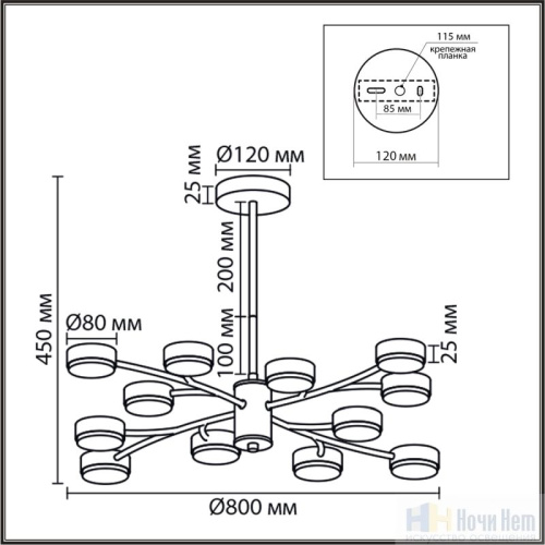 Люстра Lumion Torina 8265/12, раздел каталога Люстры с плафонами интернет-магазина Ночи Нет