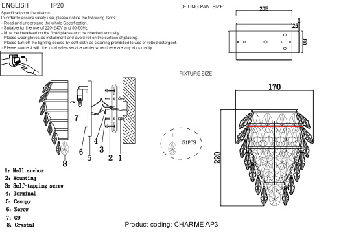 Бра Crystal Lux CHARME AP3 GOLD/TRANSPARENT 1374/403, раздел каталога Хрустальные бра интернет-магазина Ночи Нет